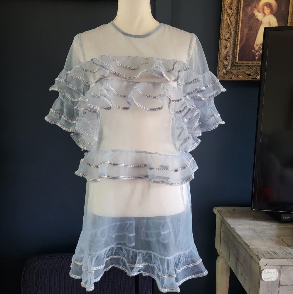 Tularosa Sheer Chiffon Rudfled Tunic Dress Wyatt Dress Medium